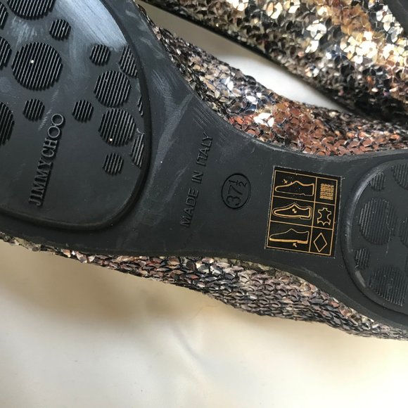 JIMMY CHOO bronze silver gold sequin ballet flats - Picture 4 of 7